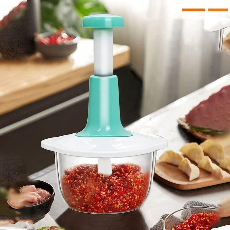 Manual Hand Push Chopper | Multi-functional Vegetable Meat Grinder, Grater, Chopper -2 Liter (Random Color)