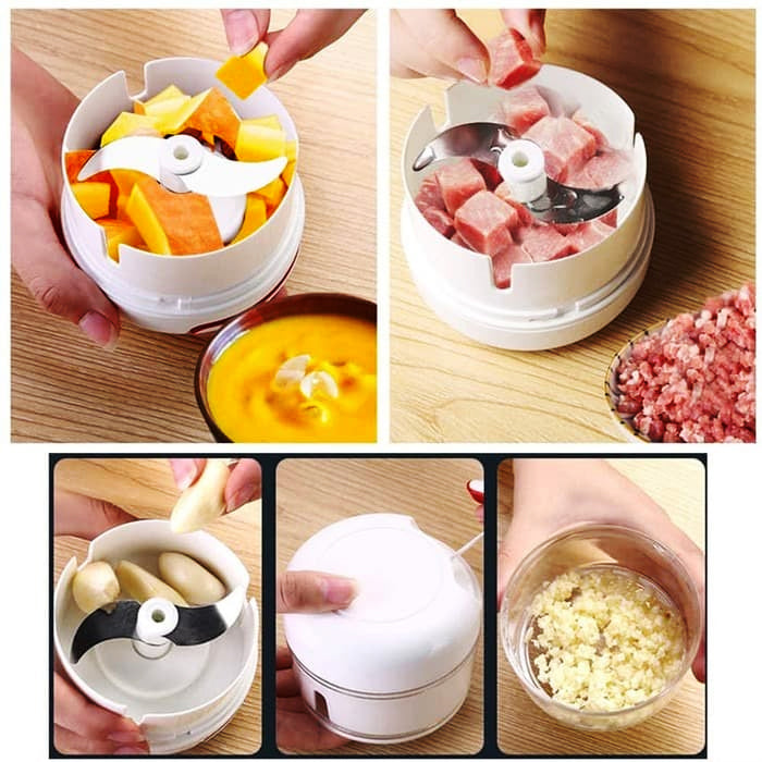 MINI FOOD CHOPPER Powerful Meat Grinder Hand-power Food Chopper Mincer Mixer Blender Chop Meat Fruit Vegetable Nuts Shredder