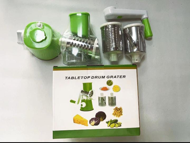 Vegetable Cutter, Multifunctional Vegetable Slicer, Drum Slicer for Kitchen - 3 in 1 Rotary Cheese Grater Slicer and Peeler - Manual Hand Cutter - Drum Grater Machine kaddu kash