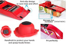 10 in 1 Mandolin Slicer Vegetable Cutter with Stainless Steel Blade Manual Potato Peeler Carrot Cheese Grater Nicer Kitchen Tool - Mandolin Vegetable Cutter - Red Color