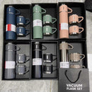 Steel Vacuum Flask Set with 3 Stainless Steel Cups Combo - 500ml - Keeps HOT/Cold | Ideal Gift for Winter